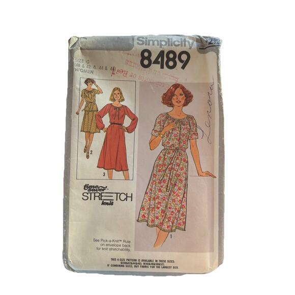 Vintage Simplicity 8489 Women’s Knit Dress & Top Pattern Size G (40–46) - Picture 1 of 3